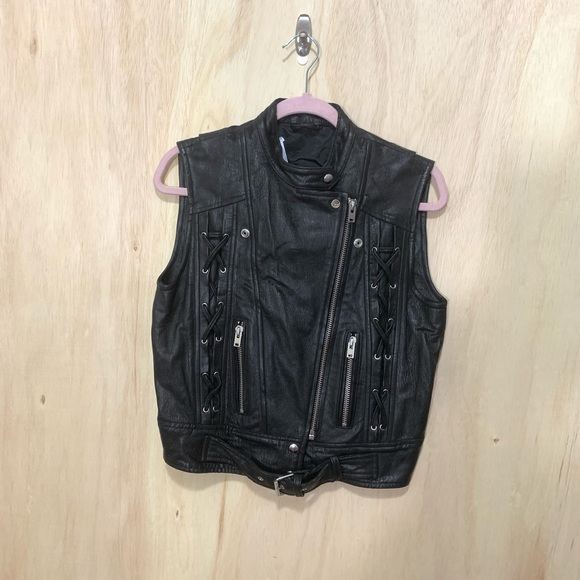 IRO Neo Leather Lace Up Vest size 36 - Picture 3 of 8
